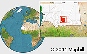 Satellite Location Map of Tamchekket, highlighted country