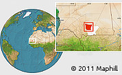 Satellite Location Map of Tamchekket, highlighted parent region