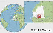 Savanna Style Location Map of Tamchekket, highlighted country, highlighted parent region, within the entire country