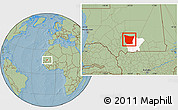 Savanna Style Location Map of Tamchekket, highlighted parent region, hill shading