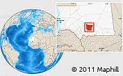 Shaded Relief Location Map of Tamchekket, highlighted country