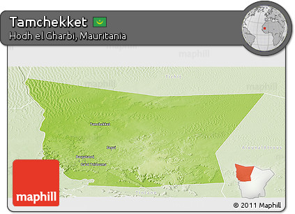 Physical Panoramic Map of Tamchekket, lighten