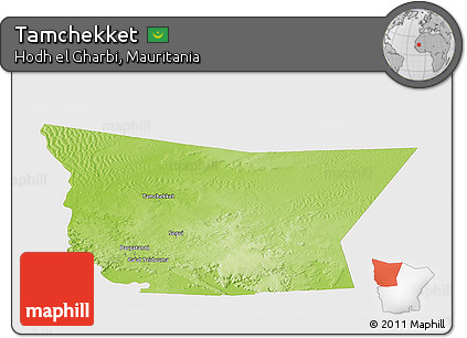 Physical Panoramic Map of Tamchekket, single color outside