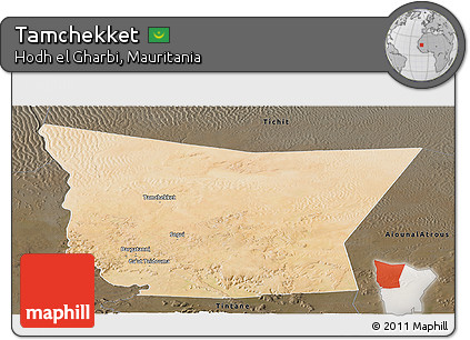 Satellite Panoramic Map of Tamchekket, darken