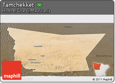 Satellite Panoramic Map of Tamchekket, darken
