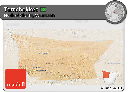 Satellite Panoramic Map of Tamchekket, lighten