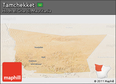 Satellite Panoramic Map of Tamchekket, lighten