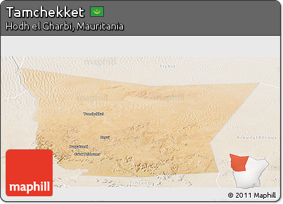 Satellite Panoramic Map of Tamchekket, lighten