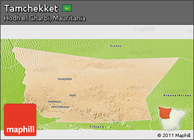 Satellite Panoramic Map of Tamchekket, physical outside
