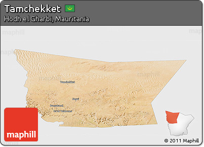 Satellite Panoramic Map of Tamchekket, single color outside