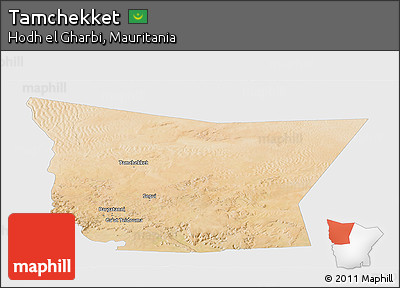 Satellite Panoramic Map of Tamchekket, single color outside