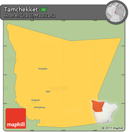 Savanna Style Simple Map of Tamchekket, single color outside