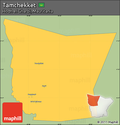 Savanna Style Simple Map of Tamchekket, single color outside