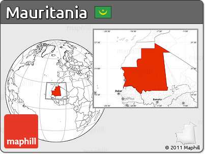 Blank Location Map of Mauritania