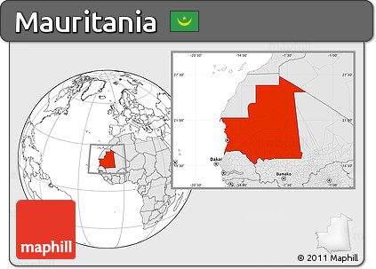Blank Location Map of Mauritania, highlighted continent