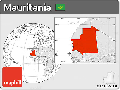 Blank Location Map of Mauritania, highlighted continent