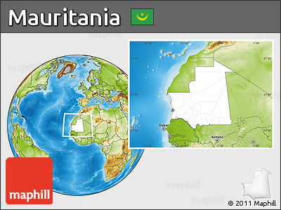 Blank Location Map of Mauritania, physical outside