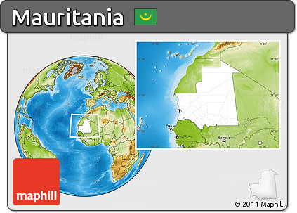 Blank Location Map of Mauritania, physical outside