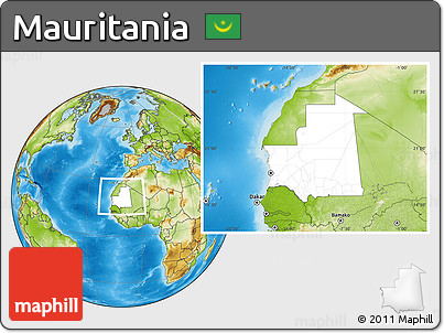 Blank Location Map of Mauritania, physical outside