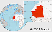 Gray Location Map of Mauritania, highlighted continent