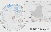 Gray Location Map of Mauritania, lighten, desaturated