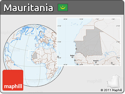 Gray Location Map of Mauritania, lighten