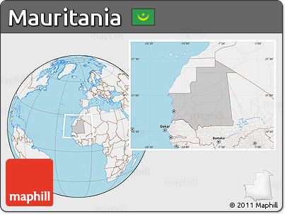 Gray Location Map of Mauritania, lighten, land only
