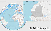 Gray Location Map of Mauritania, lighten, land only