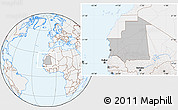 Gray Location Map of Mauritania, lighten