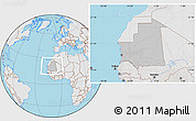 Gray Location Map of Mauritania, lighten, semi-desaturated, land only