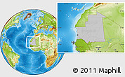 Gray Location Map of Mauritania, physical outside