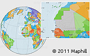 Gray Location Map of Mauritania, political outside