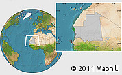 Gray Location Map of Mauritania, satellite outside
