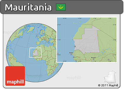 Gray Location Map of Mauritania, savanna style outside