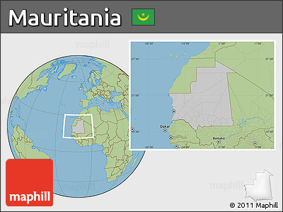 Gray Location Map of Mauritania, savanna style outside