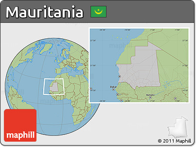 Gray Location Map of Mauritania, savanna style outside