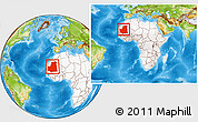 Physical Location Map of Mauritania, highlighted continent, within the entire continent