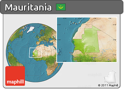 Physical Location Map of Mauritania, satellite outside