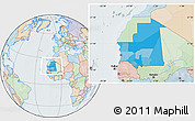 Political Location Map of Mauritania, lighten