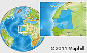Political Location Map of Mauritania, physical outside