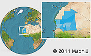 Political Location Map of Mauritania, satellite outside