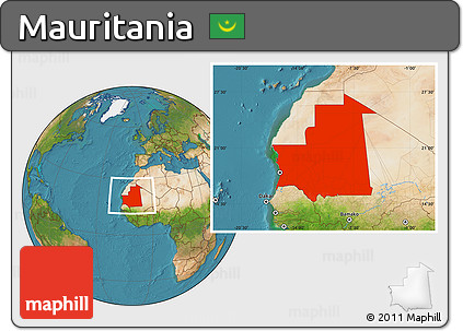 Satellite Location Map of Mauritania