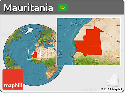 Satellite Location Map of Mauritania