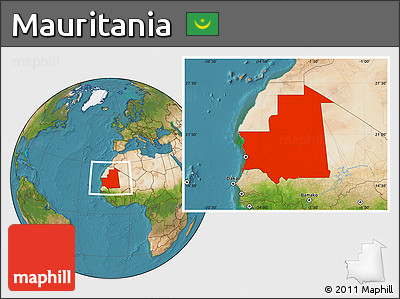 Satellite Location Map of Mauritania