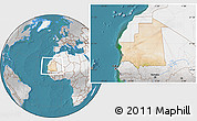 Satellite Location Map of Mauritania, lighten, desaturated, land only