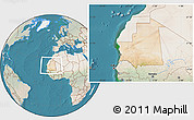 Satellite Location Map of Mauritania, lighten, land only