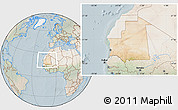 Satellite Location Map of Mauritania, lighten