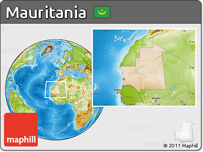 Satellite Location Map of Mauritania, physical outside