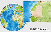 Satellite Location Map of Mauritania, physical outside