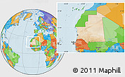 Satellite Location Map of Mauritania, political outside